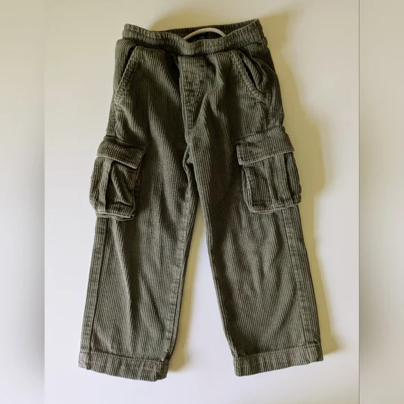 Kids Olive Cargo Corduroy Pants - Picture 2 of 4